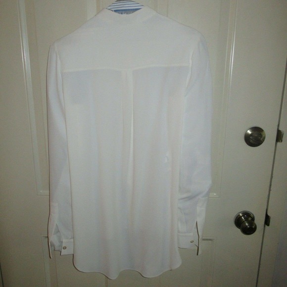 Michael Kors Blouse Cream White Crepe Hi Low Long Sleeve Full Cut Size 0 or XS - Picture 4 of 7